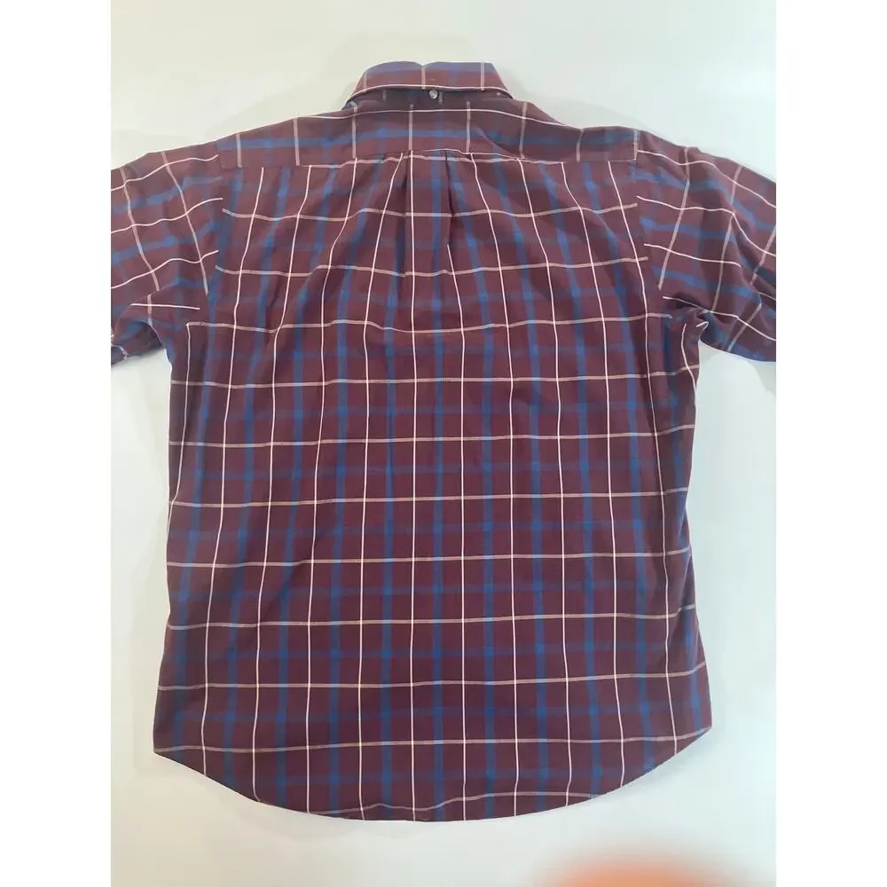 Vintage Hathaway Philadelphia Poplin Shirt Men L Plaid Made Hong Kong Button Up